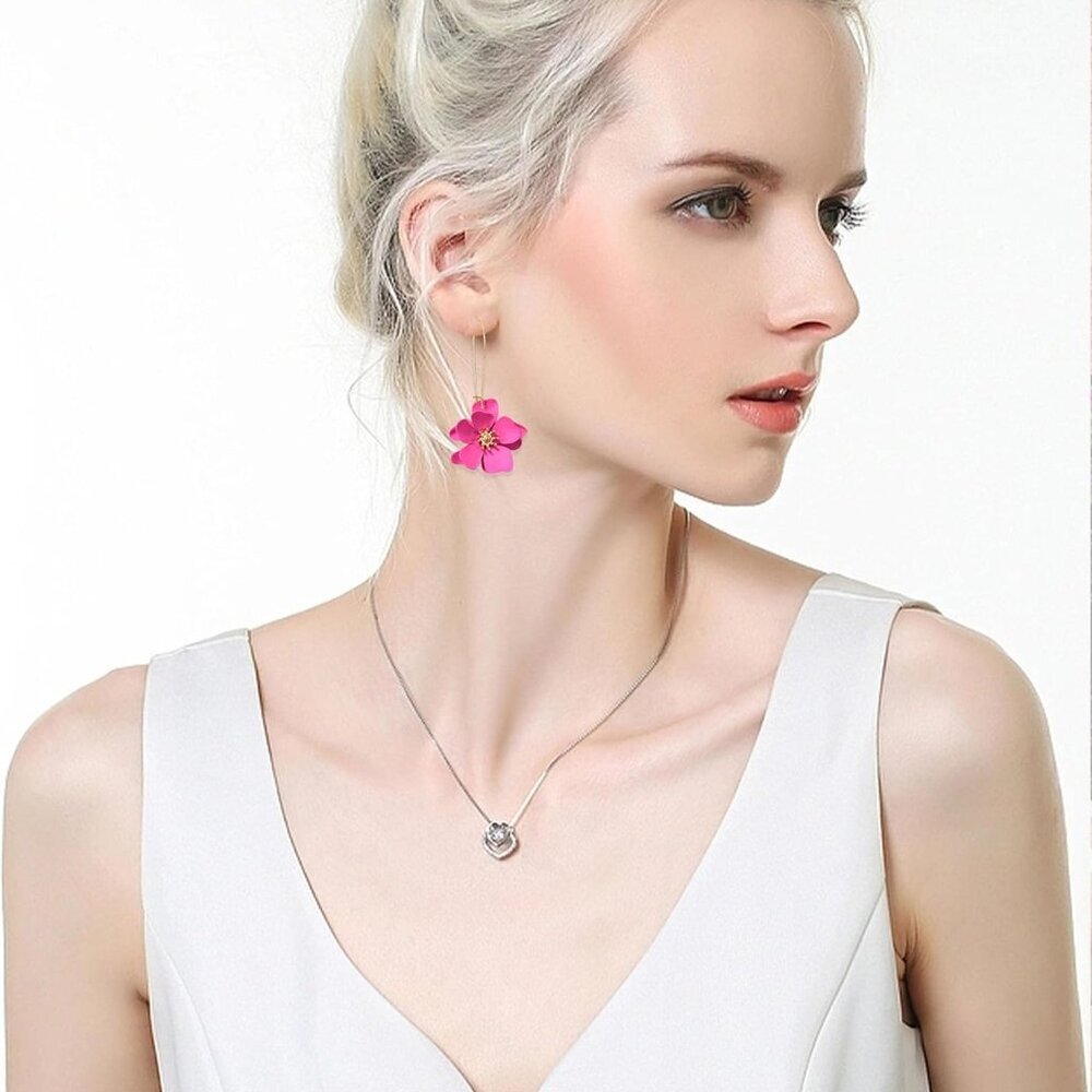 Unique Boho Flower Dangle Earrings Exaggerated La… - image 3